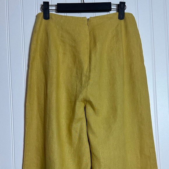 Reformation Cleo Linen Pants Ss 4 Wide Leg Pants in Mustard Yellow High Waist - Picture 5 of 9
